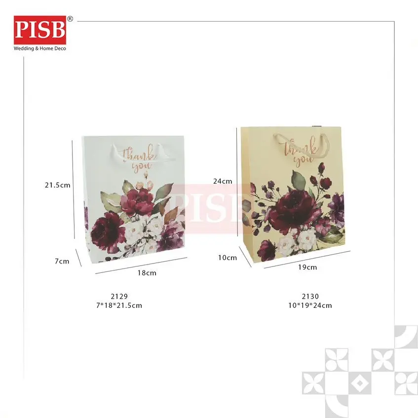 2129/30 (10Pcs/Pkt) Flower Design Paper Bag Shopping Bag Gift Bag Retail Bag Colour Kraft Paper Beg Wedding Birthday Bag - Image 3
