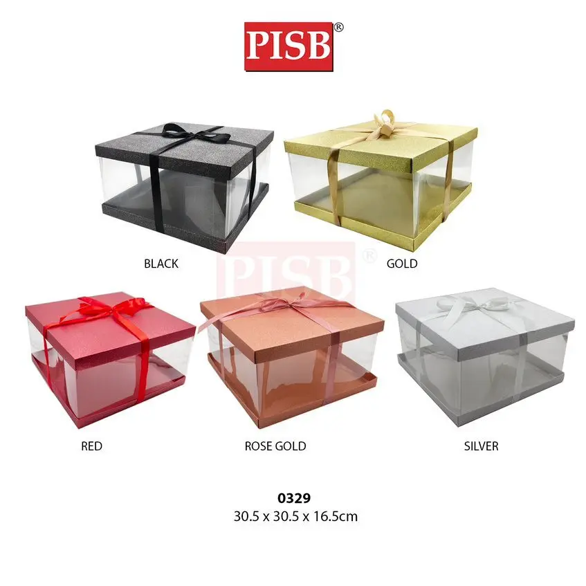 0329/30/59/60 PVC Glitter Cake Box Gift Box With Ribbon - Image 3