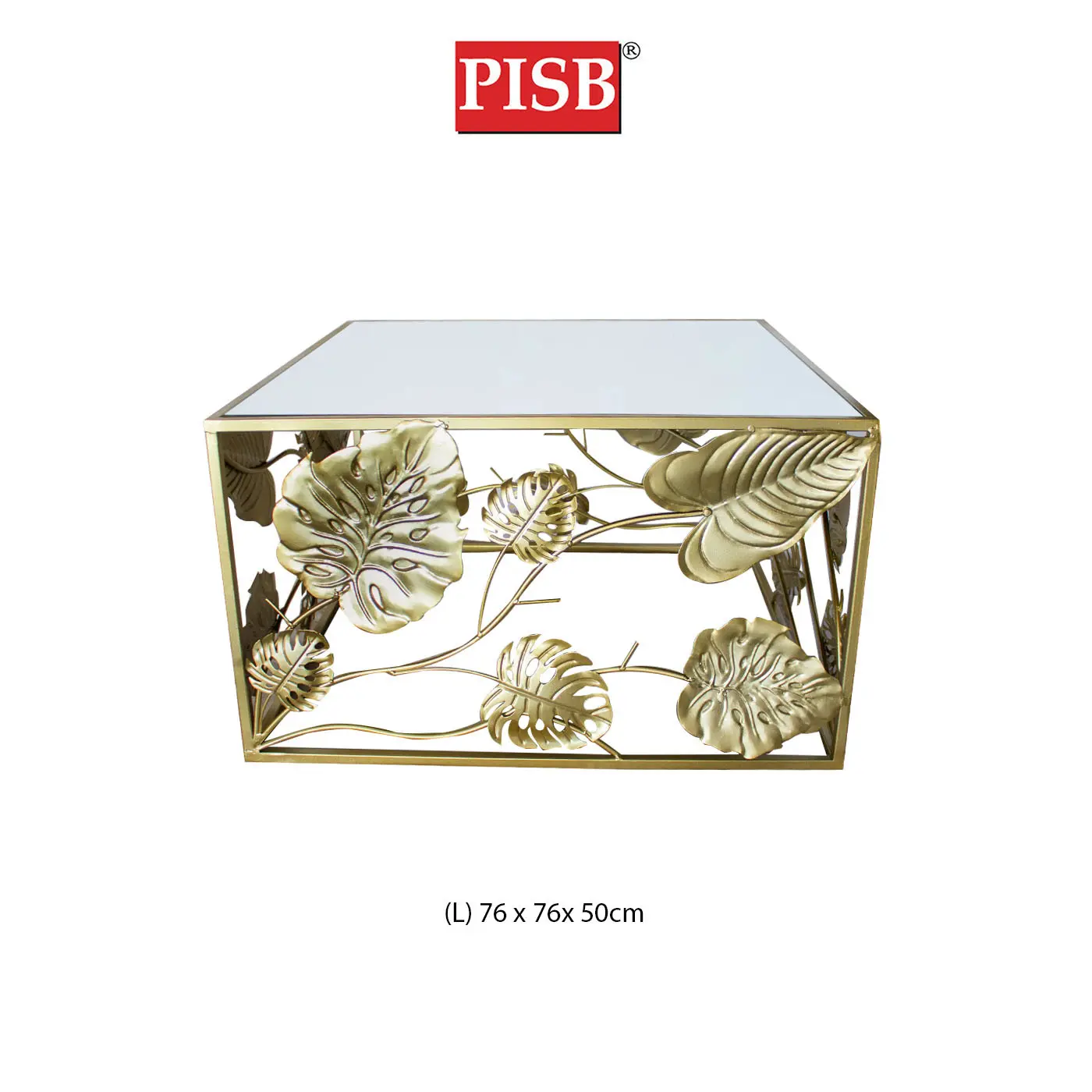 TY2067 Mirrored Square Leaf Design Console Table - Image 3