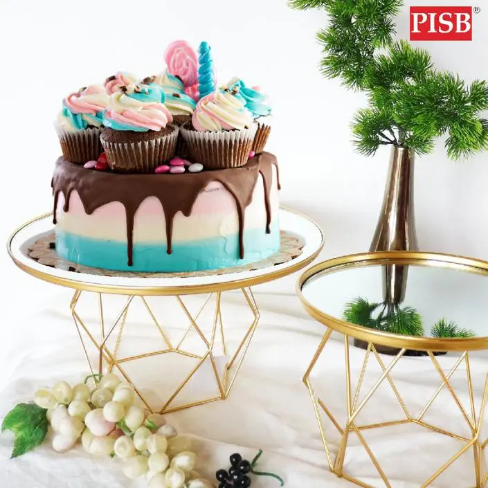 TP1014/15/16 Gold Geometric Metallic Mirror Top Gift Stand / Dulang Hantaran Perkahwinan - Image 2