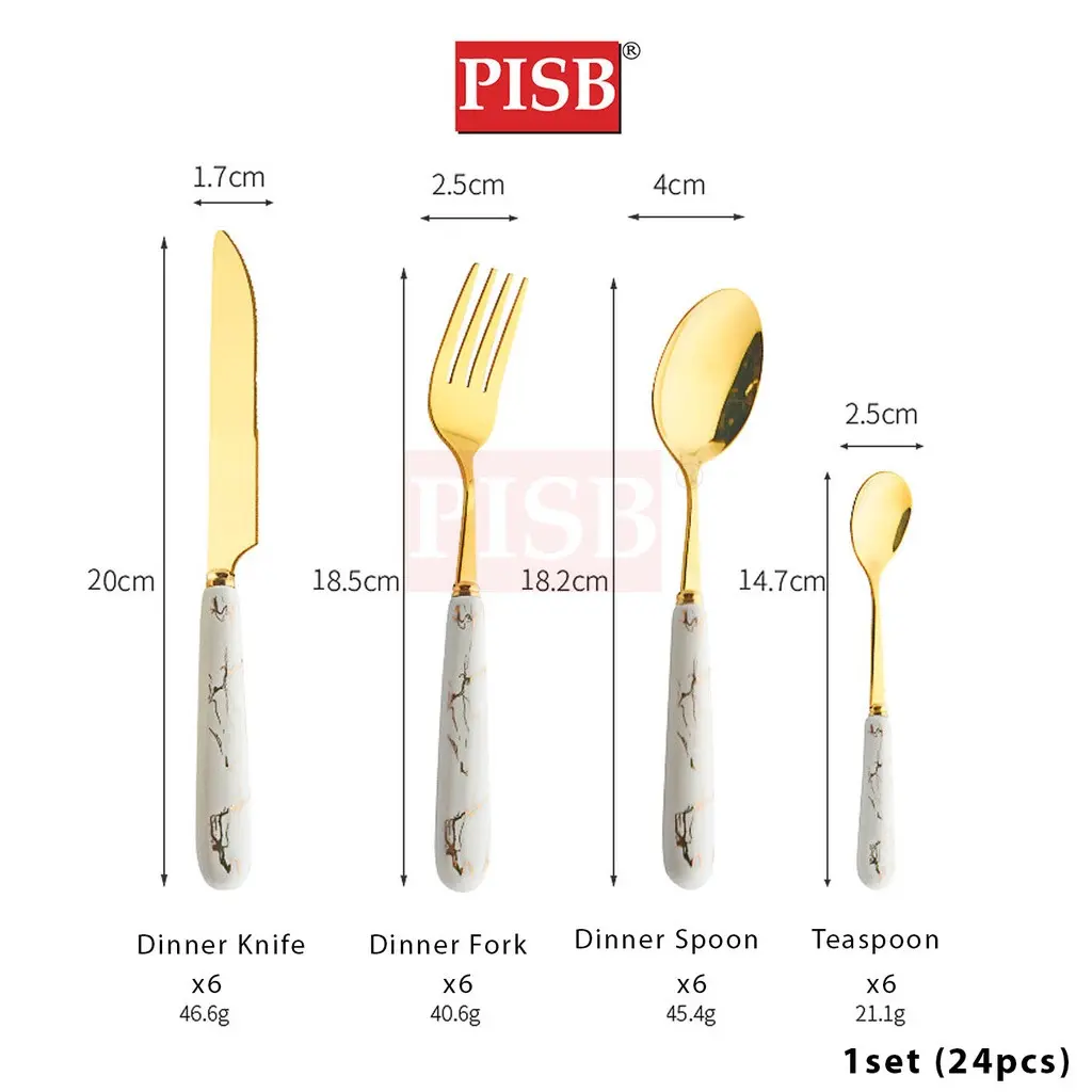 WD1168 24Pcs Stainless Steel Nordic Cutleries Viral Sudu Kayangan Sudu Hotel Dinnerware Set Sudu Spoon Set - Image 6