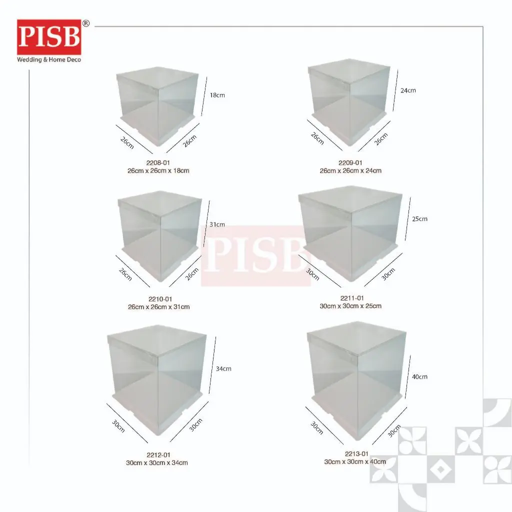 2208-2219 Square Round White Transparent Cake Box Kotak Kek Kotak Hantaran Birthday Gift Packaging Box Wedding Gift Box - Image 2
