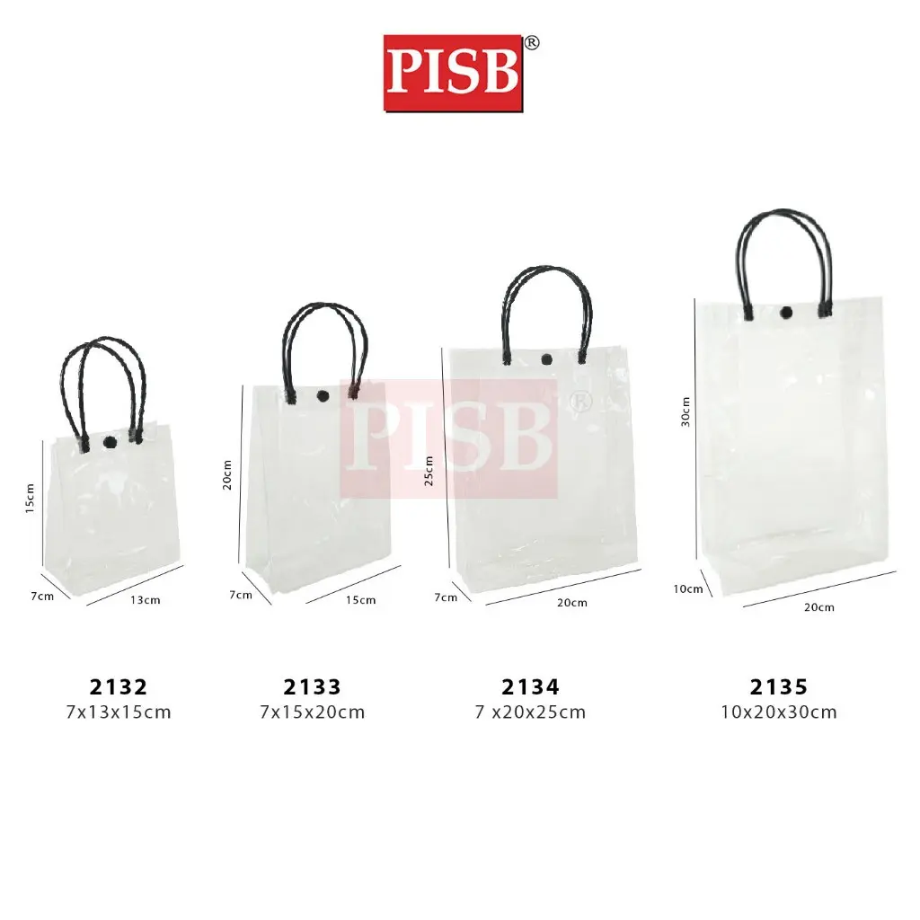 2132-35 (10Pcs/Pkt) Transparent Bag With Button Goodies Bag Wedding Plastic Doorgift Bag Beg Goodies Wedding Gift Bag - Image 2