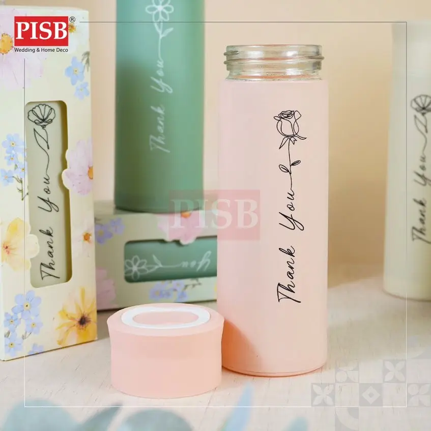 2145 400ML Floral Glass Bottle Set Hot Cold Portable Water Bottle Tumbler Travel Glass Water Bottle Doorgift Botol Air - Image 9