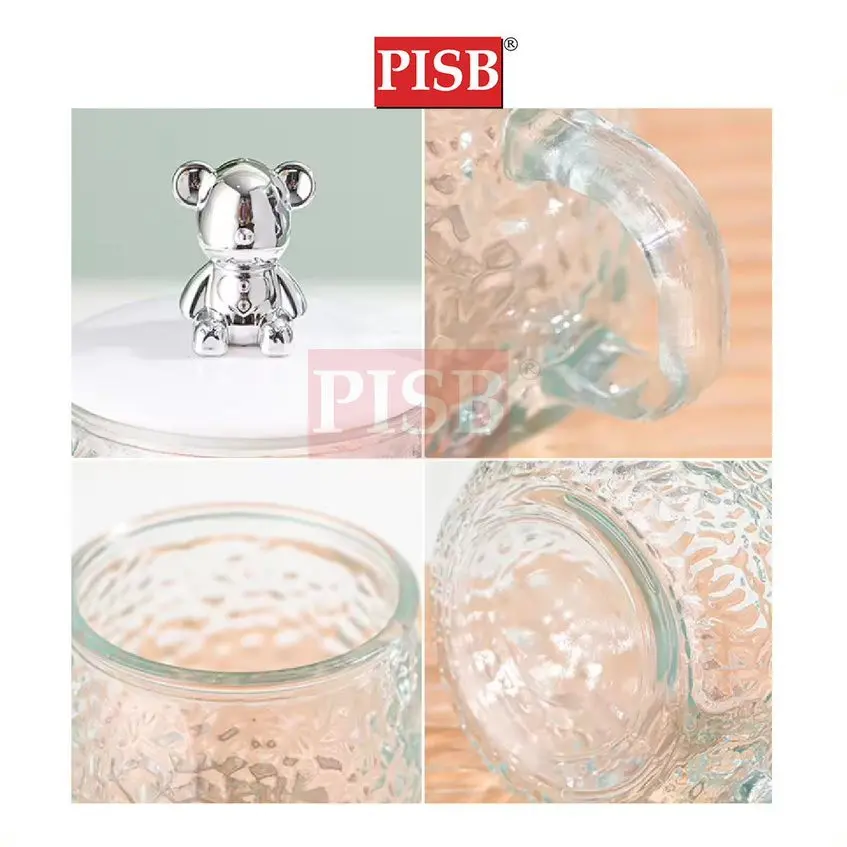 2130 (60Pcs/Ctn) Cute Ins Style Bear Glass Mug With Lid Office Water Cups Coffee Tea Mug Modern Doorgift Cawan Gelas Mug - Image 5