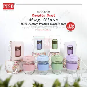 2146 (48Pcs/Ctn) Souvenir Mug Glass Portable Macaron Water Drinking Cup Travel Dual Straw Mug Bottle Doorgift Mug Cawan
