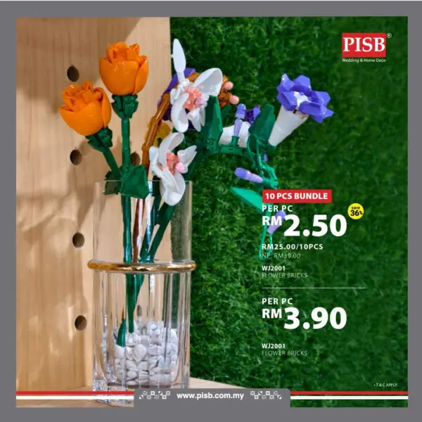 2001 Flower Bricks DIY Plant Series Building Block Bunga Bricks Flower Bricks Puzzle Assembly Block Toy Decoration Gifts
