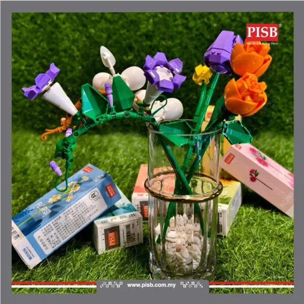2001 Flower Bricks DIY Plant Series Building Block Bunga Bricks Flower Bricks Puzzle Assembly Block Toy Decoration Gifts