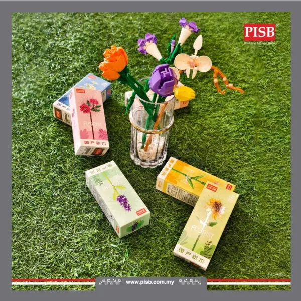 2001 Flower Bricks DIY Plant Series Building Block Bunga Bricks Flower Bricks Puzzle Assembly Block Toy Decoration Gifts
