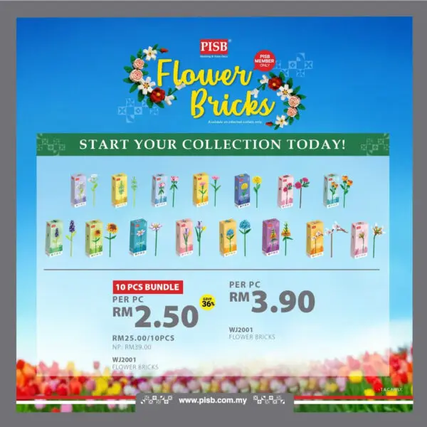 2001 Flower Bricks DIY Plant Series Building Block Bunga Bricks Flower Bricks Puzzle Assembly Block Toy Decoration Gifts