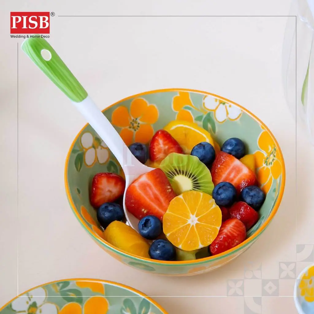 2143 (20Pcs/Box) Souvenir Flower Design Ceramic Spoon With PVC Box Doorgift Sudu Seramik Wedding Gift Spoon (Mix Colour) - Image 8