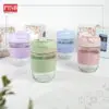 2146 (1Pcs) Souvenir Mug Glass Portable Macaron Water Drinking Cup Travel Dual Straw Mug Bottle Doorgift Mug Cawan Gelas
