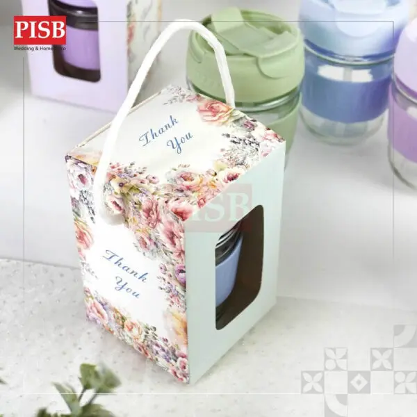 2146 (1Pcs) Souvenir Mug Glass Portable Macaron Water Drinking Cup Travel Dual Straw Mug Bottle Doorgift Mug Cawan Gelas
