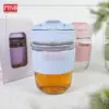 2146 (1Pcs) Souvenir Mug Glass Portable Macaron Water Drinking Cup Travel Dual Straw Mug Bottle Doorgift Mug Cawan Gelas
