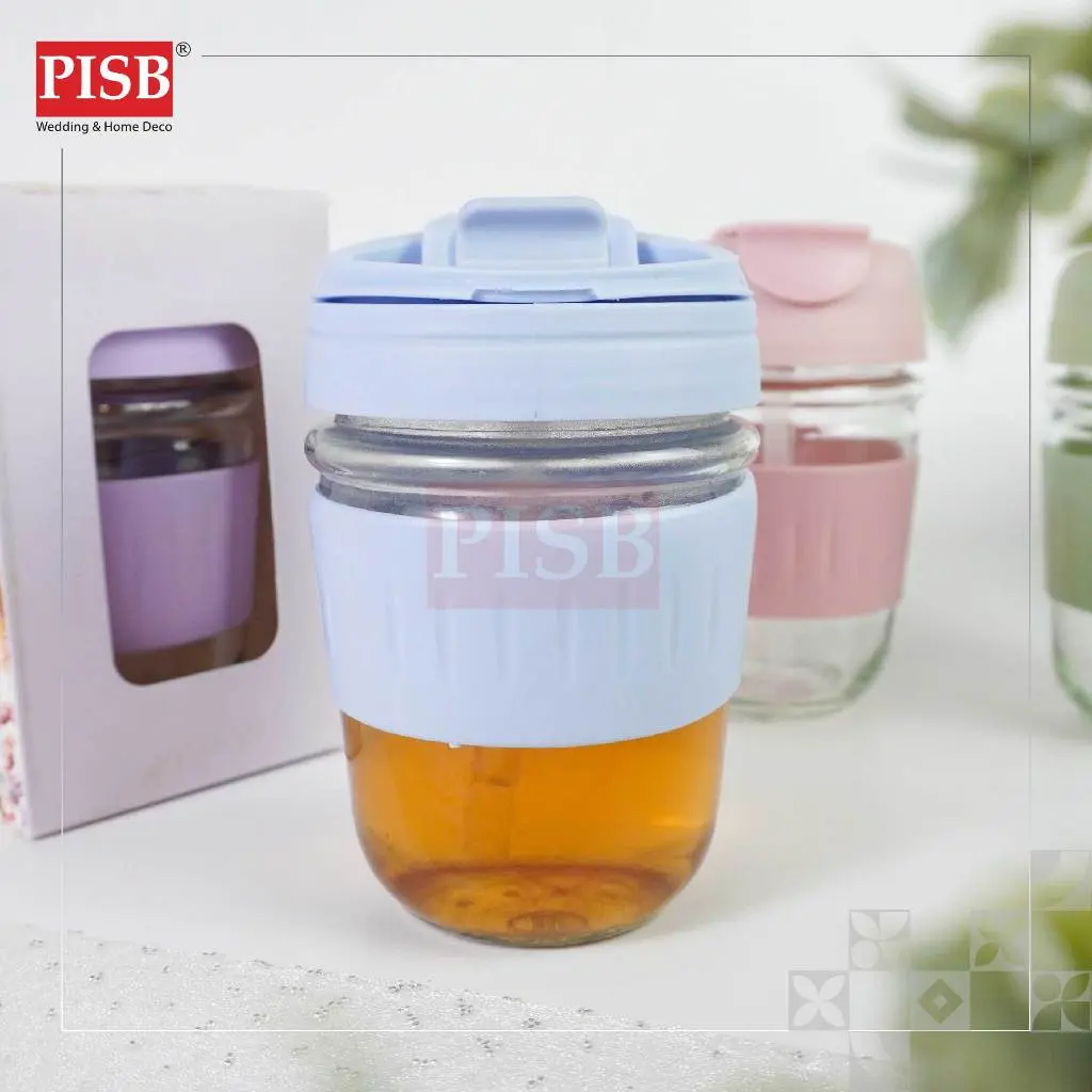 2146 (1Pcs) Souvenir Mug Glass Portable Macaron Water Drinking Cup Travel Dual Straw Mug Bottle Doorgift Mug Cawan Gelas - Image 5