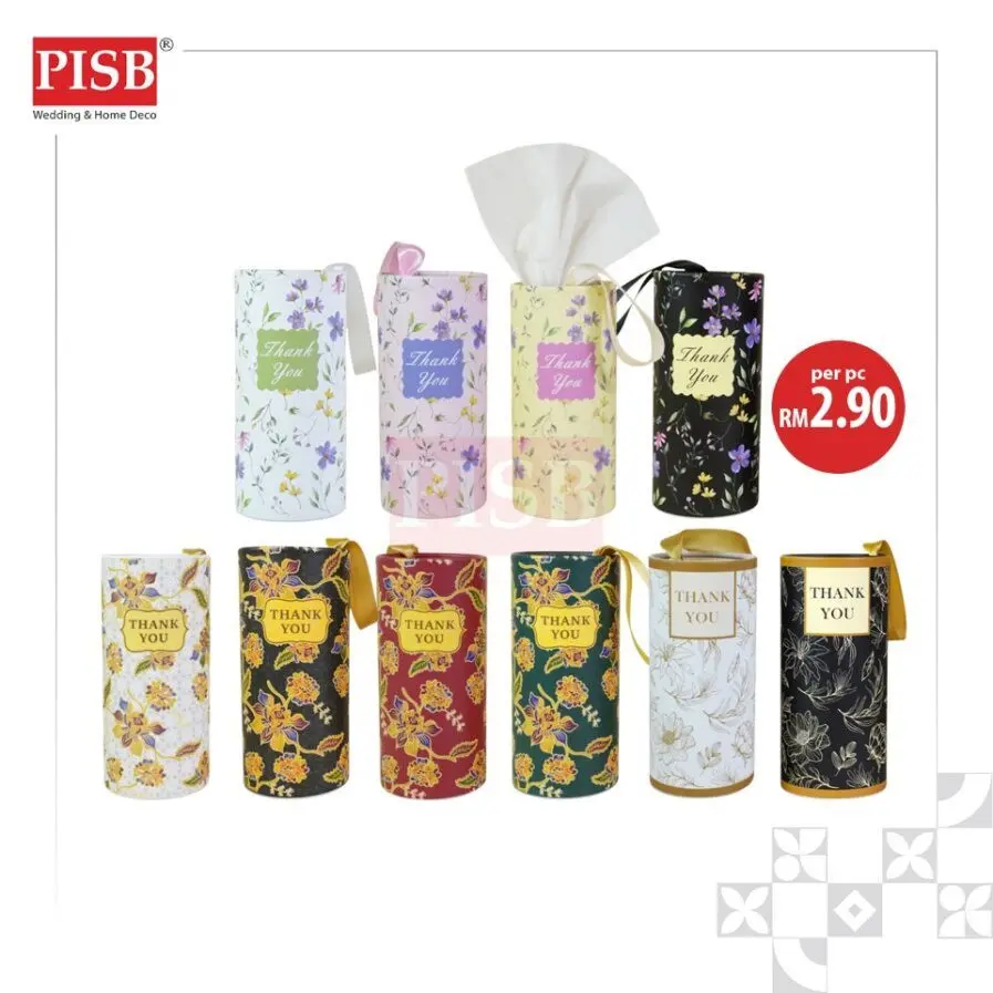 2148-50 (1PCS) Souvenir Floral Batik Car Tissue Facial Tissue Cylinder Tissue Box Tisu Kereta Tisu Kotak Doorgift Tisu - Image 2
