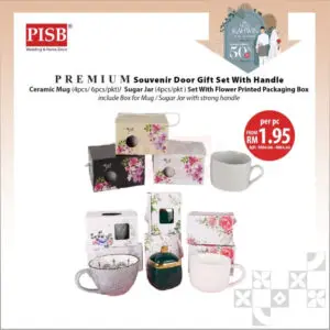 2303-05 Ceramic Mug With Flower Printed Handle Box/Set Doorgift Mug Dengan Kotak (6Pcs/Pkt)