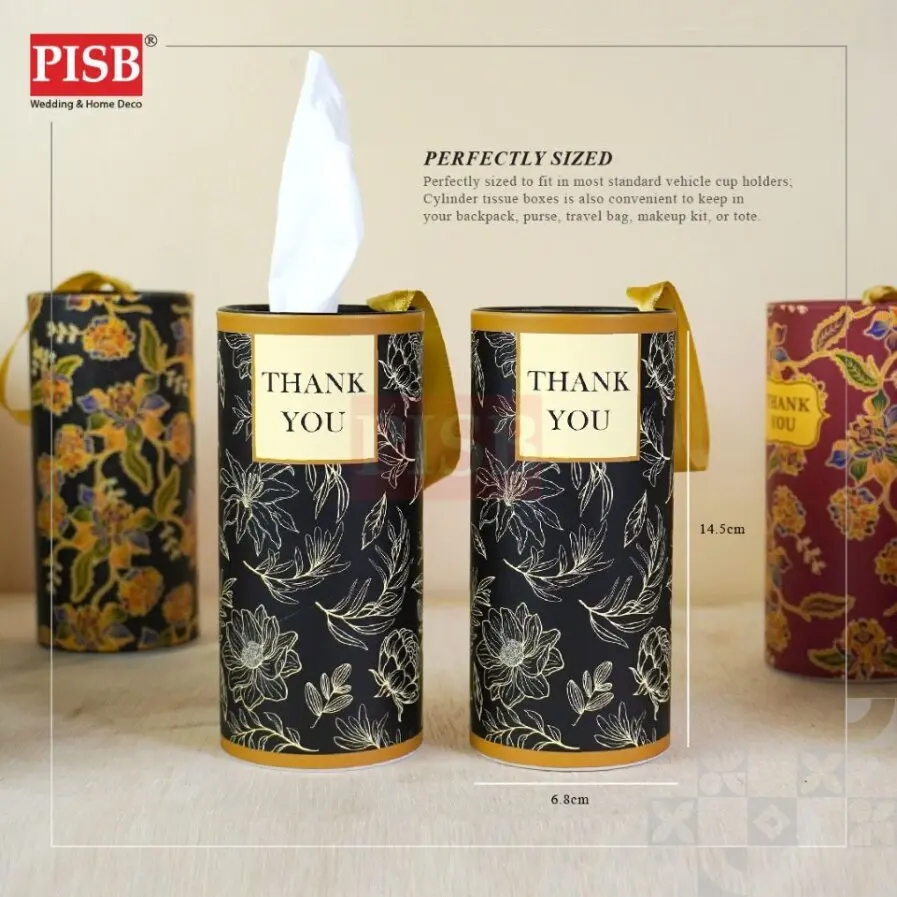 2148(100Pcs/Ctn)Souvenir Floral Batik Car Tissue Facial Tissue Cylinder Tissue Box Tisu Kereta Tisu Kotak Doorgift Tisu - Image 6