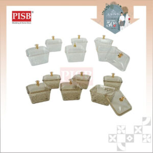 2410 (6Pcs/Box) Square Tray With Lid Serving Dessert Tray Food Storage Container Cake Tray Bekas Kuih Balang Kuih Raya