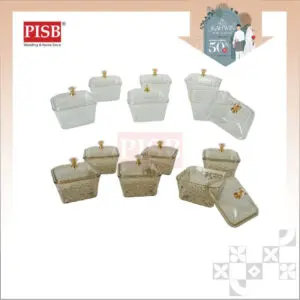 2410 (6Pcs/Box) Square Tray With Lid Serving Dessert Tray Food Storage Container Cake Tray Bekas Kuih Balang Kuih Raya