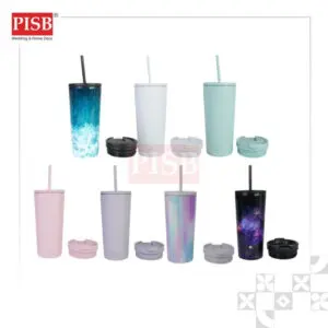2415 590ML Dual Straw Classic Insulated Tumbler Water Bottle Travel Tumbler Thermos Botol Air Straw Mug
