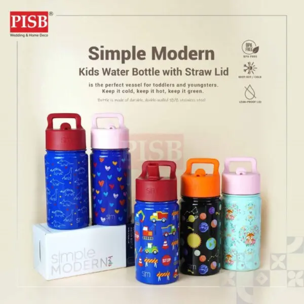 2414 410ML Kids Insulated Bottle With Straw Lid Travel Tumbler Water Bottle Botol Air Portable Mug Bottle