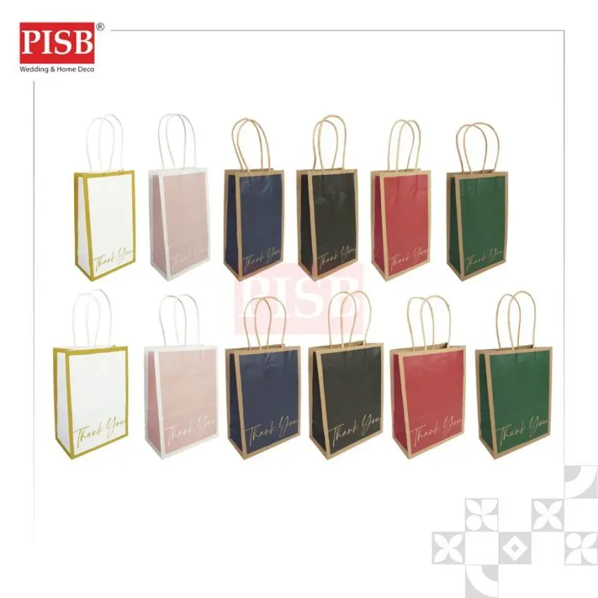 2161/62(10Pcs/Pkt)Thank You Design Paper Bag Shopping Bag Gift Bag Retail Bag Color Kraft Paper Bag Wedding Birthday Bag