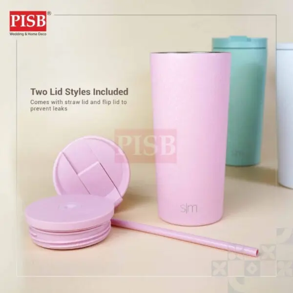 2415 590ML Dual Straw Classic Insulated Tumbler Water Bottle Travel Tumbler Thermos Botol Air Straw Mug