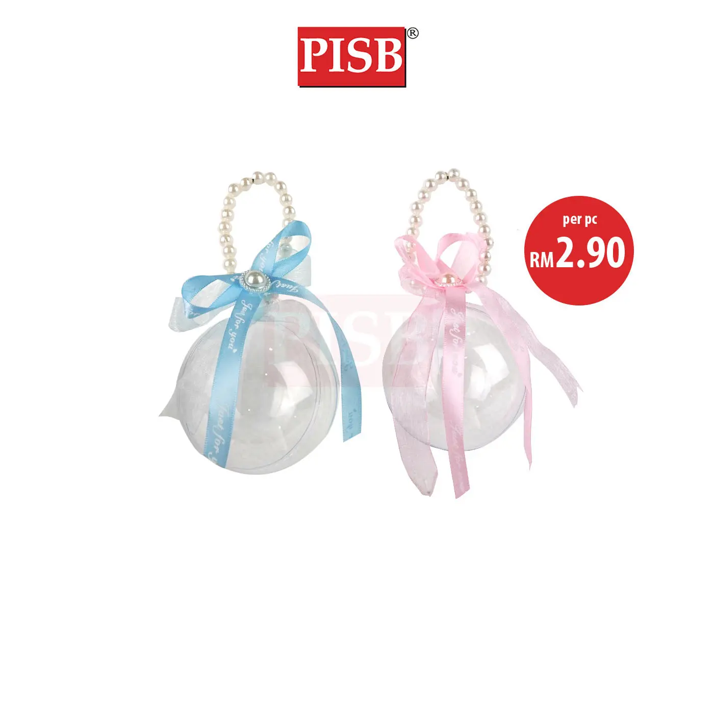 2123 Round Decorative Acrylic Ball Souvenir With Ribbon Door Gift (25pcs/Box)