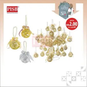 2115 (25Pcs/Pkt) 8cm Round Decorative Ball Souvenir With Ribbon Door Gift Bunga Telur Gantung