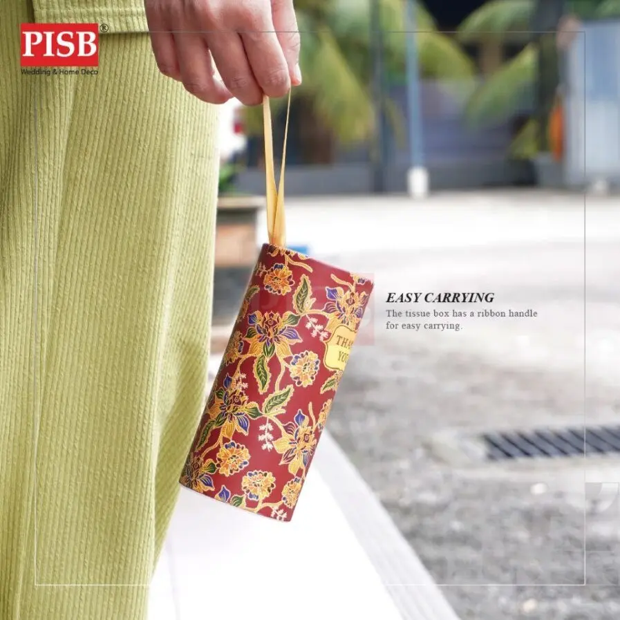 2148-50 (1PCS) Souvenir Floral Batik Car Tissue Facial Tissue Cylinder Tissue Box Tisu Kereta Tisu Kotak Doorgift Tisu - Image 7