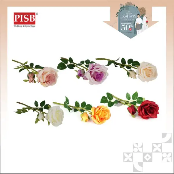 2227 46CM Rose Spray Artificial Flower Bunga Hiasan Viral Bunga Dulang Hantaran Perkahwinan Hand Bouquet (2 Heads/Stalk)