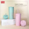 2415 590ML Dual Straw Classic Insulated Tumbler Water Bottle Travel Tumbler Thermos Botol Air Straw Mug