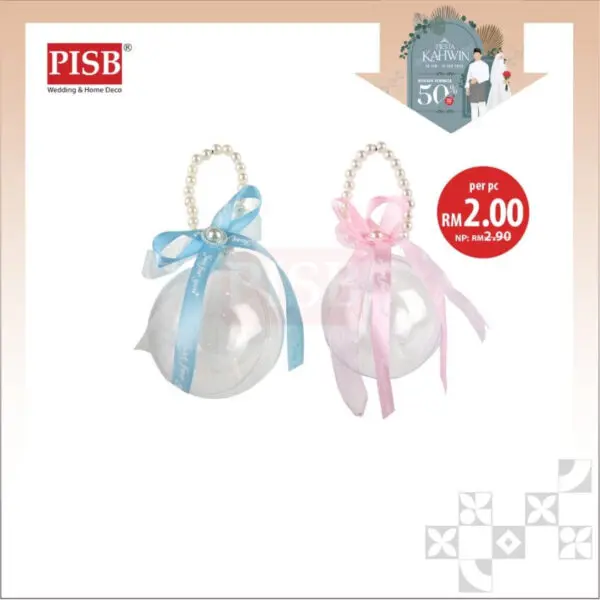 2123 Round Decorative Acrylic Ball Souvenir With Ribbon Door Gift (25pcs/Box)