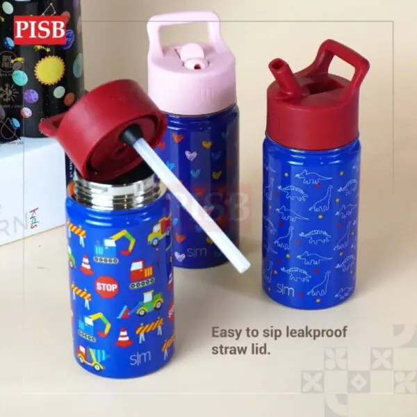 2414 410ML Kids Insulated Bottle With Straw Lid Travel Tumbler Water Bottle Botol Air Portable Mug Bottle