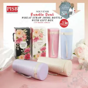 2408 (100Set) Bundle Deal Wheat Straw Water Bottle Tumbler With Gift Box Doorgift Souvenir Botol Air