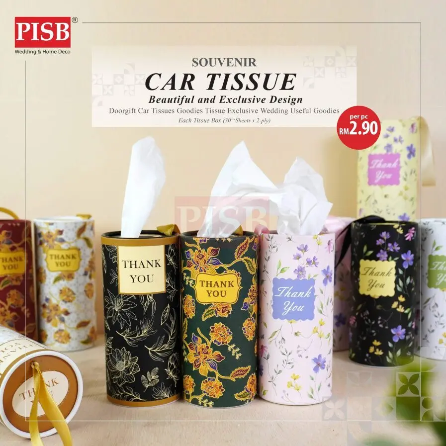 2148-50 (1PCS) Souvenir Floral Batik Car Tissue Facial Tissue Cylinder Tissue Box Tisu Kereta Tisu Kotak Doorgift Tisu