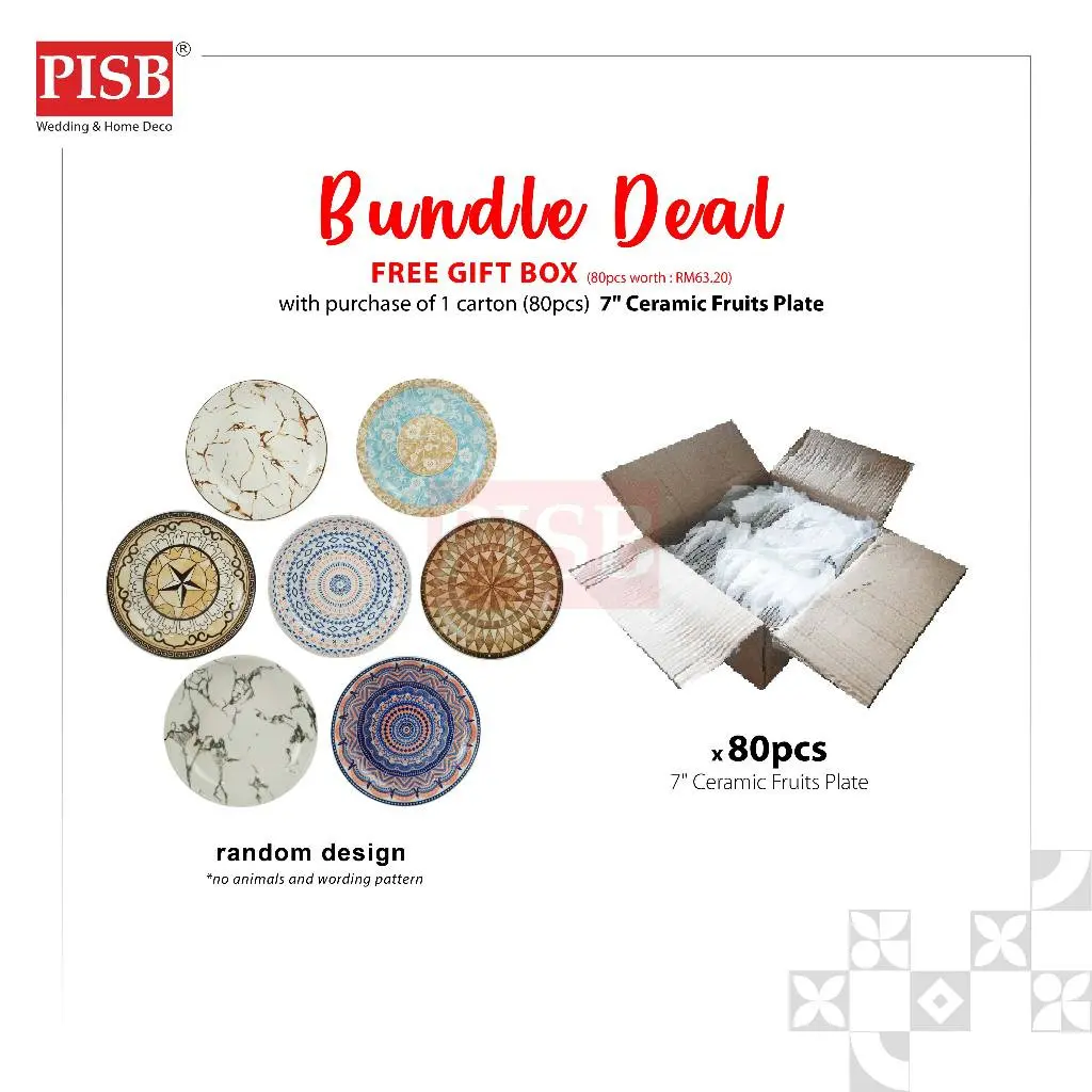 6813 (80Pcs/Ctn) Bundle Deal 7" Ceramic Fruits Plate / Set Doorgift Souvenir Pinggan Piring Seramik Murah - Image 2