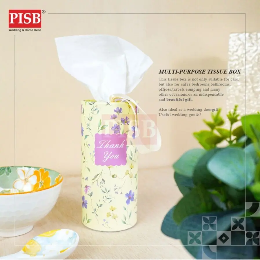 2148-50 (1PCS) Souvenir Floral Batik Car Tissue Facial Tissue Cylinder Tissue Box Tisu Kereta Tisu Kotak Doorgift Tisu - Image 4