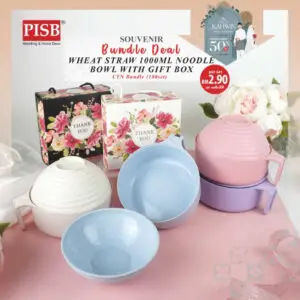 2409 (100Set) Bundle Deal Wheat Straw Noodle Bowl With Gift Box Doorgift Souvenir Mangkuk