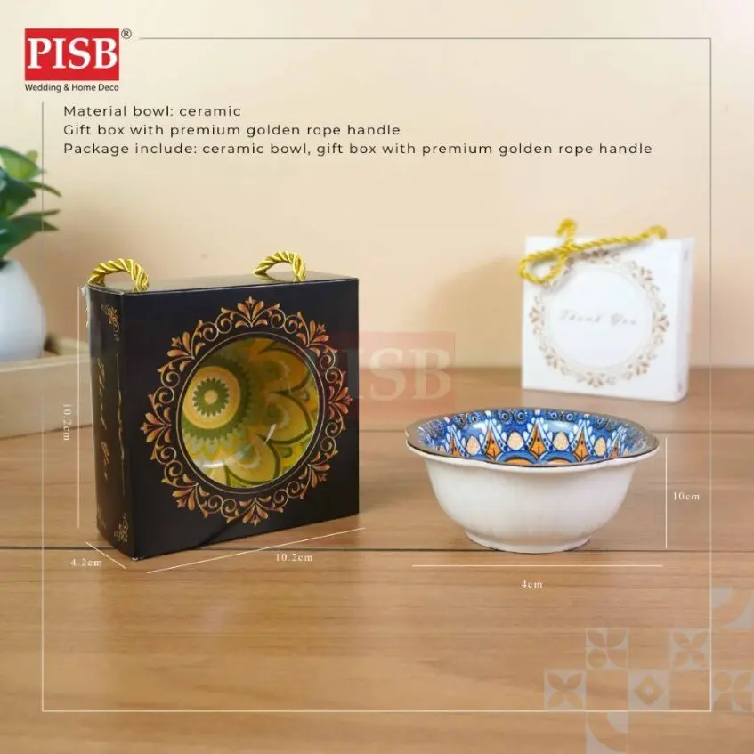 2144(20Pcs/Box)Turkish Bohemia Design Ceramic Bowl With Handle Box Set Wedding Doorgift Mangkuk Seramik (Random Design) - Image 6
