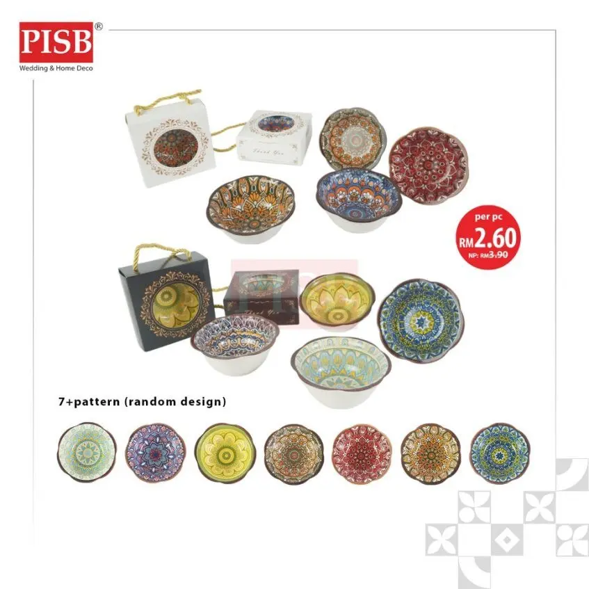 2144(20Pcs/Box)Turkish Bohemia Design Ceramic Bowl With Handle Box Set Wedding Doorgift Mangkuk Seramik (Random Design) - Image 2