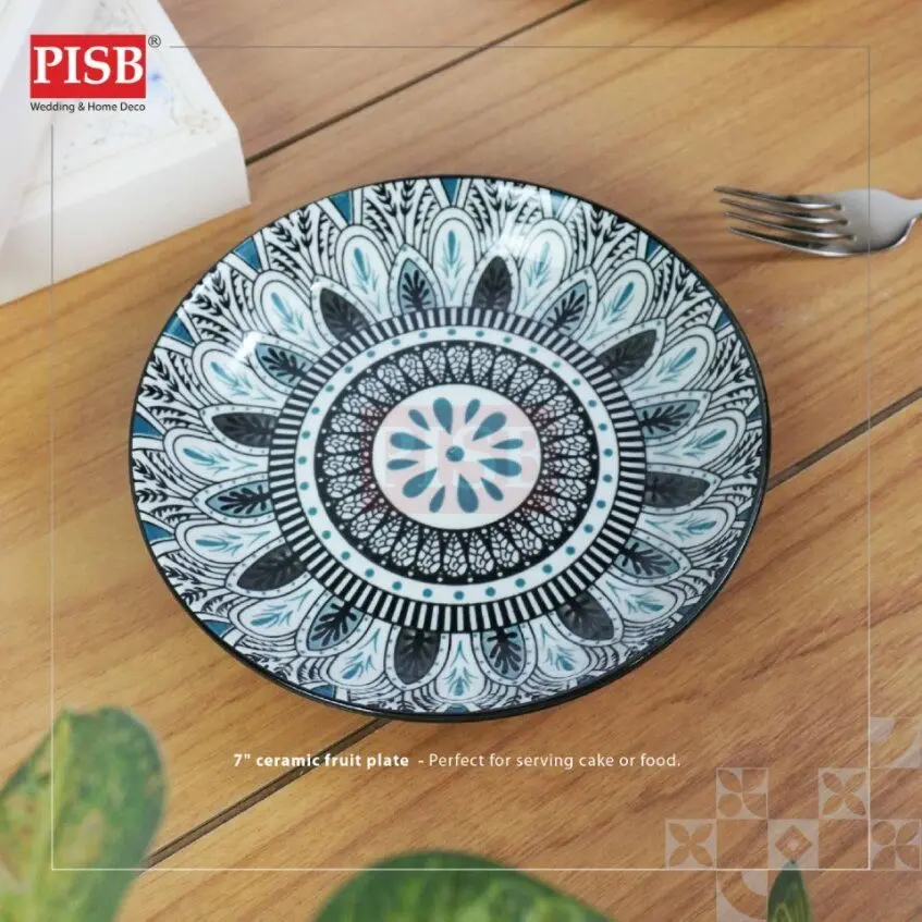 2474(80Sets/Ctn)Moroccan Style 7" Ceramic Fruits Plate Doorgift Souvenir Pinggan Piring Seramik Murah Wedding Gift Plate - Image 7