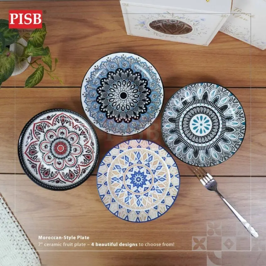 2474(80Sets/Ctn)Moroccan Style 7" Ceramic Fruits Plate Doorgift Souvenir Pinggan Piring Seramik Murah Wedding Gift Plate - Image 3