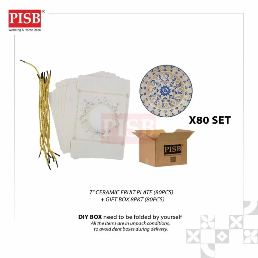 2474(80Sets/Ctn)Moroccan Style 7" Ceramic Fruits Plate Doorgift Souvenir Pinggan Piring Seramik Murah Wedding Gift Plate - Image 9