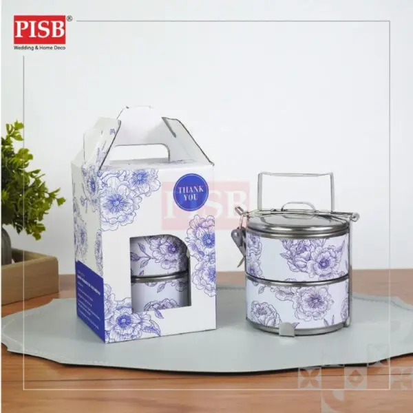 2151 Luxury Stainless Steel 2-Tiers Tiffin Lunch Box Container Doorgift Souvenir Mangkuk Tingkat Bekas Makanan Serbaguna - Image 9
