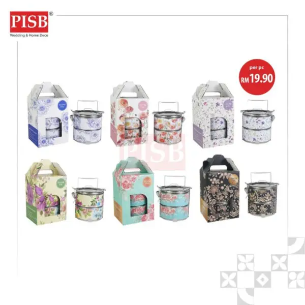 2151 Luxury Stainless Steel 2-Tiers Tiffin Lunch Box Container Doorgift Souvenir Mangkuk Tingkat Bekas Makanan Serbaguna - Image 2