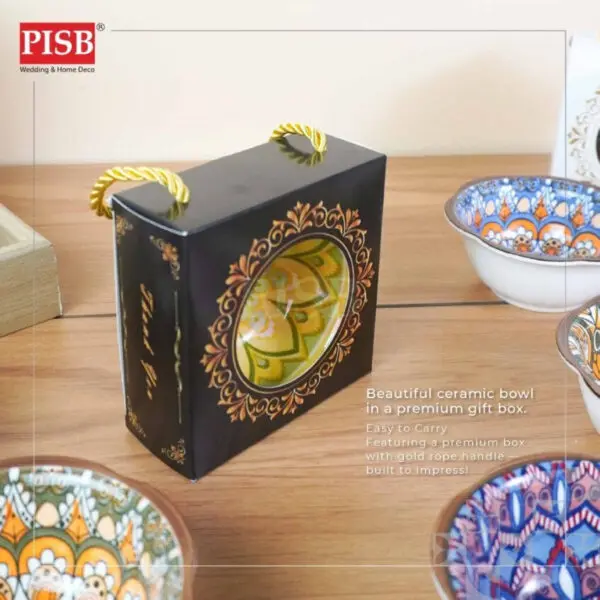 2144(20Pcs/Box)Turkish Bohemia Design Ceramic Bowl With Handle Box Set Wedding Doorgift Mangkuk Seramik (Random Design) - Image 4