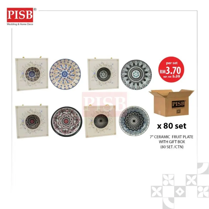 2474(80Sets/Ctn)Moroccan Style 7" Ceramic Fruits Plate Doorgift Souvenir Pinggan Piring Seramik Murah Wedding Gift Plate - Image 2