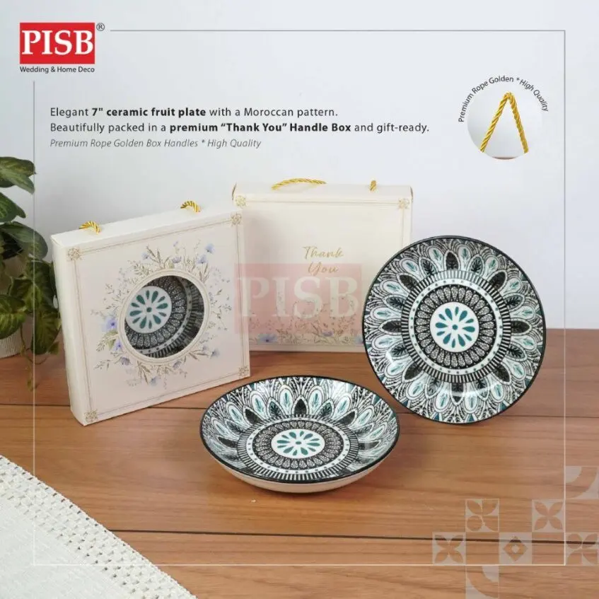 2474(80Sets/Ctn)Moroccan Style 7" Ceramic Fruits Plate Doorgift Souvenir Pinggan Piring Seramik Murah Wedding Gift Plate - Image 4